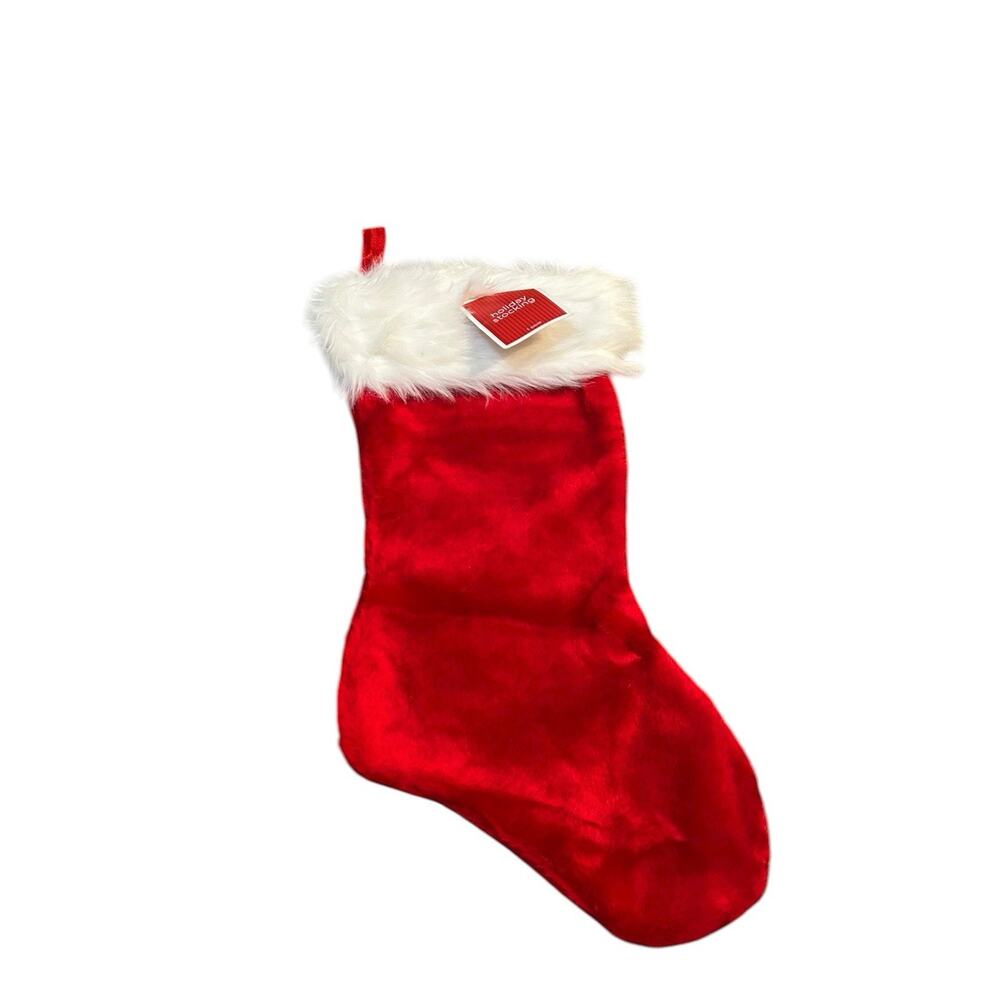 Holiday Time Red and White 16in Plush Christmas Stocking